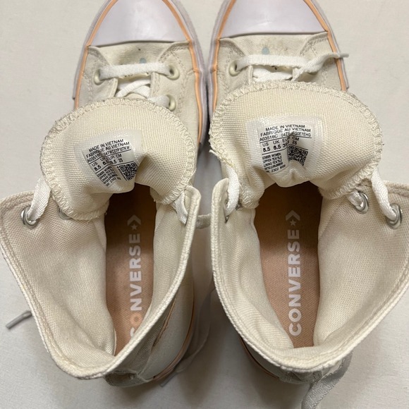 Converse Chuck Taylor All Star Lift Platform High Top Cream Sneakers Women's 8.5 - Picture 10 of 11